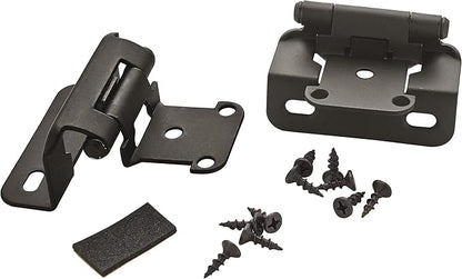 Amerock Cabinet Hinge 12 inch (13 mm) Overlay Hinge Matte Black 2 Pack Self-Closing Hinge Partial Wrap Hinge Cabinet Door Hinge