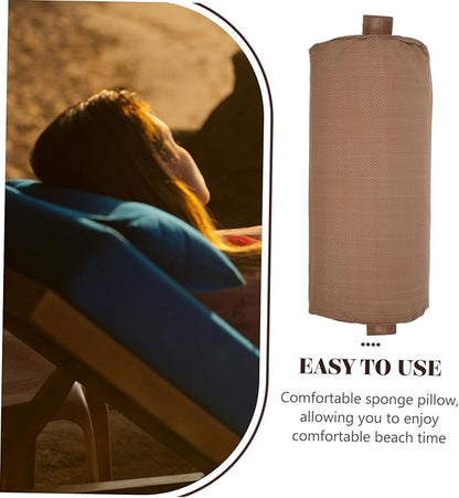 VANZACK Beach Chair Pillow Beach Chair Accessories Beach Chairs Recliner Lounge Head Resting Pillows Beach Chair Headrest Leisure Chair Headrests Head Pillow Sponge Light Brown