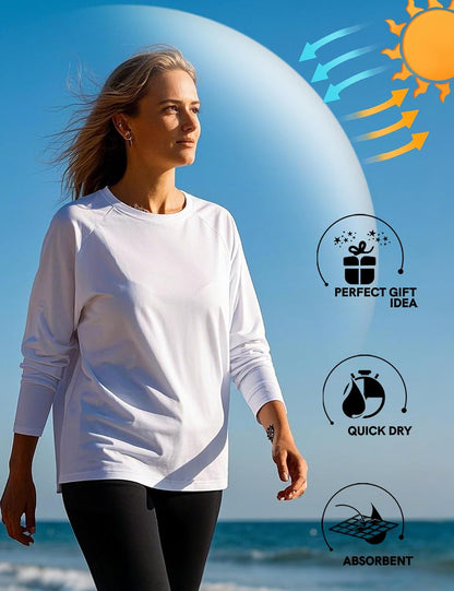 HovSiyla 5 Pack Women Long Sleeve Shirts Running UV Rash Guard Casual Tops Sun Protection Workout Hiking T Shirts for Women