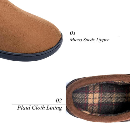 Memory Foam Mens Slippers Slip-On Comfy House Slippers for Men Indoor Outdoor Non-Slip Warm Winter Men’s Bedroom Slippers