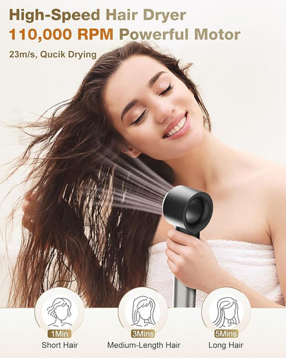 7MAGIC Hair Dryer Brush  6 in 1 Hair Styler, Silver, 110 Volts, 1200 Watts, Ionic Technology, Fast Drying, Multi Styler for Straight, Wavy, Curly, and Coily Hair