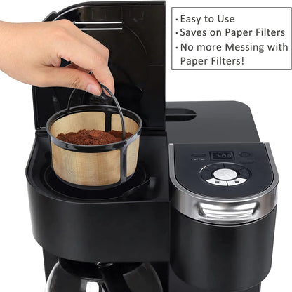 Reusable 8-12 Cup Basket Gold Mesh Coffee Filter for Keurig K-Duo Essentials and K Duo Brewers Machine, Replaces your Paper Coffee Filters, BPA Free (2 Pack)
