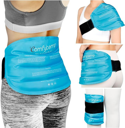 Comfytemp Large Ice Packs for Injuries Reusable Gel Ice Bag for Back Pain Relief, FSA HSA Eligible, Cold Pack Wrap for Lower Back, Shoulder, Knee, Hip, Cold Compression for Surgery, Swelling, Bruises
