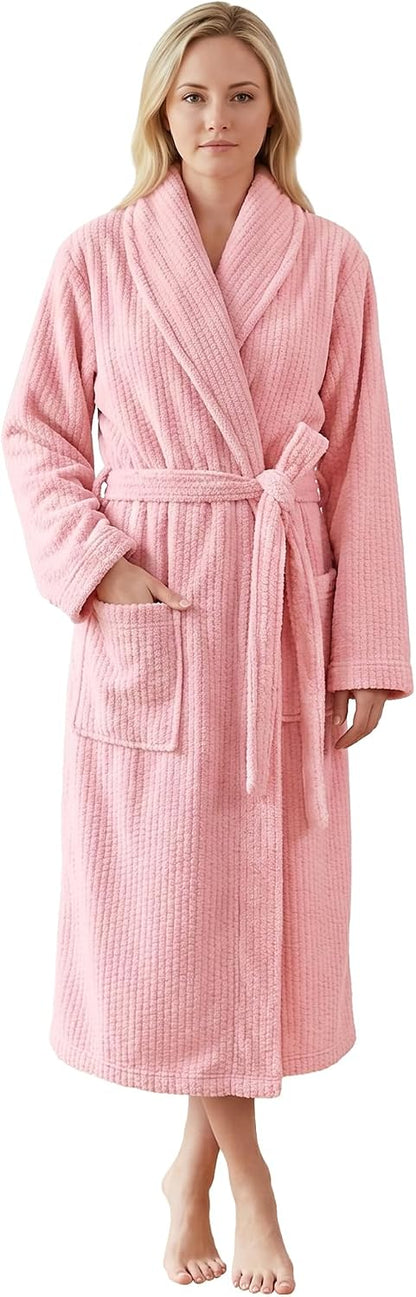 PJGGZ Women's Shawl Collar Bathrobe, Soft Long Towel Robes for Women - Super Absorbent Quick Dry yet Warm.