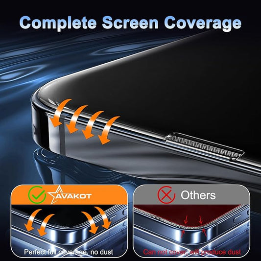 avakot-1 Pack Screen Protector for iPhone 15 Plus 6.7 inch, Tempered Glass Film for iPhone 15 Plus, HD Clear Full Coverage Edge with Easy Install Tray Kit, Bubble Free, Case Friendly