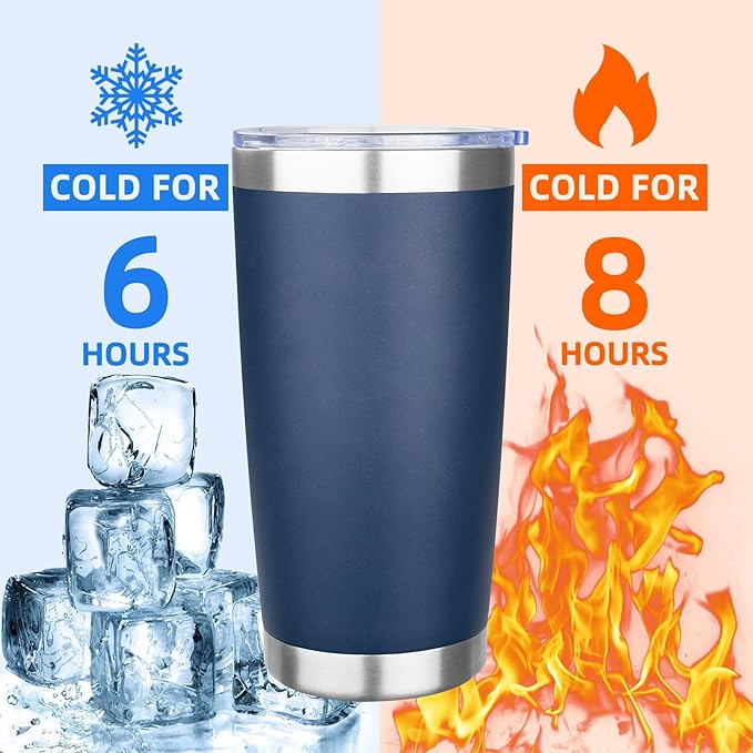 20oz Tumbler with Lid Stainless Steel Insulated Tumblers Travel Coffee Tumbler Bulk Double Wall Vacuum Insulated Water Cup Christmas Gifts for Women Men Her Him Home Office (Navy Blue, 1pack)