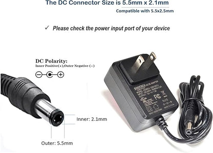 12V 1A 12W Power Supply Adapter, 5.5 x 2.12.5mm, 100-240V AC to DC 12V 1000mA ACDC Power Converter Transformer for CCTV Security Camera, LED Strip Lights, Router, etc. UL Listed