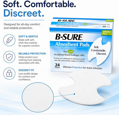 B-Sure Anal Leakage Pads, Box/24 Pads
