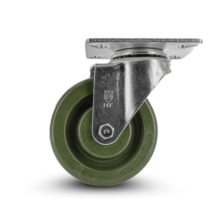 Original Patented High Temperature Oven Rack Caster, 4" x 1-1/2" Green Epoxy Wheel, Swivel Plate 3-1/8" x 4-1/8", 500 lb Capacity, -20 F to 475 F, Food Safe, Z20P2431NGD (Used. Item has cosmetic scratches)
