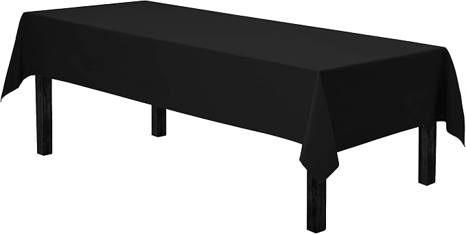 Rectangle Tablecloth - 60 x 102 Inch Black Table Cloth for 6 Foot Rectangle Tables - for Holiday Party, Dinner, Weddings, Baby Shower & Events