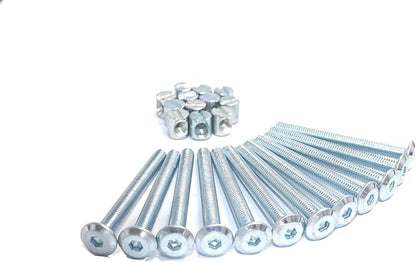 FGen 12pcs Crib Accessories M6 Bolt Nut M6 x 60mm Bookcase Reclining Head Screw Hammer Nut