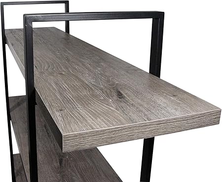 45MinST 4-Tier Vintage Industrial Style BookcaseMetal and Wood Bookshelf Furniture for Collection, Gray Oak, 345 Tier (4-Tier)