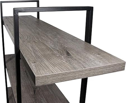 45MinST 4-Tier Vintage Industrial Style BookcaseMetal and Wood Bookshelf Furniture for Collection, Gray Oak, 345 Tier (4-Tier)