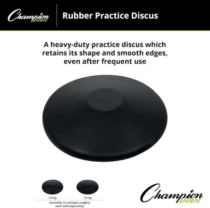 Champion Sports Rubber Practice Discus, 1.0 kg, Black
