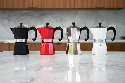 Bellemain Stovetop Espresso Maker Moka Pot (Silver, 3 Cup)