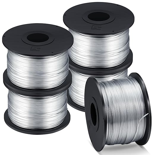Shimeyao 5 Rolls Rebar Tie Wire Tool 132" 0.8 mm 360 ft Rebar Gun Tie Wire Coil for Automatic Twister Machine, 3600 ft Totally