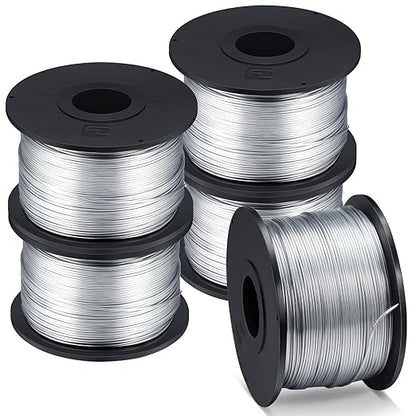 Shimeyao 5 Rolls Rebar Tie Wire Tool 132" 0.8 mm 360 ft Rebar Gun Tie Wire Coil for Automatic Twister Machine, 3600 ft Totally