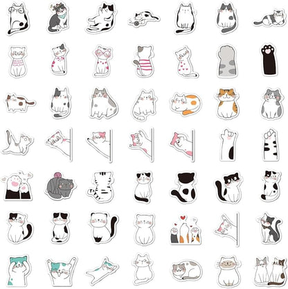 100 Pcs Cute Cat Stickers, Aesthetic Cat Waterproof Vinyl Stickers for Water Bottle Kids Adults Girls Women Kitten Stickers