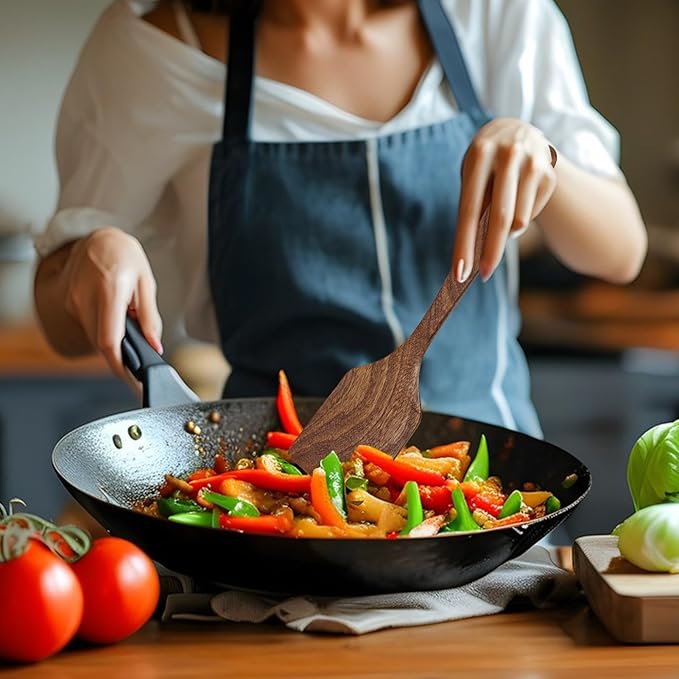 Wooden Turner - Cooking Spoon, Kitchen Spatula  Easy to Use Wooden Stirrer, Food Preparing Cooking Scraper, Effortless Stir Fry Grilling Paddle, Mixing Flipping Spoon for Home Professional Use