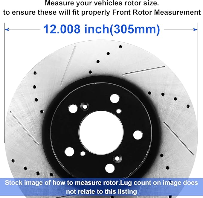 Drilled  Slotted Front Brake Rotors fits for 1999-2006 Chevy Silverado 1500, GMC Sierra 1500, 2000-2006 Chevy Tahoe, Chevy Suburban, GMC Yukon, 2002-2006 Chevy Avalanche, Cadillac Escalade