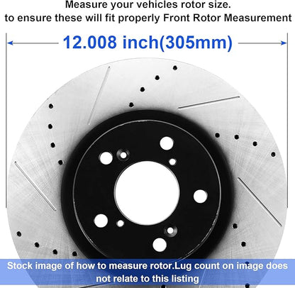 Drilled  Slotted Front Brake Rotors fits for 1999-2006 Chevy Silverado 1500, GMC Sierra 1500, 2000-2006 Chevy Tahoe, Chevy Suburban, GMC Yukon, 2002-2006 Chevy Avalanche, Cadillac Escalade
