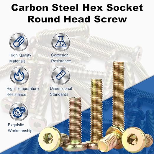 MroMax 15Pcs M8 x 55mm Hex Socket Flat Head Screws, Colorful Zinc Plated Carbon Steel, Fully Threaded, Hex Drive, Socket Cap Furniture Bolts Fastener for Crib, Bed Frame, Chair and Cabinet