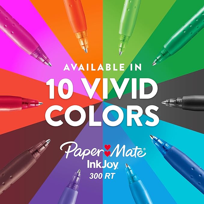 Paper Mate InkJoy 300RT Retractable Ballpoint Pens, Medium Point (1.0mm), Black, 24 Count