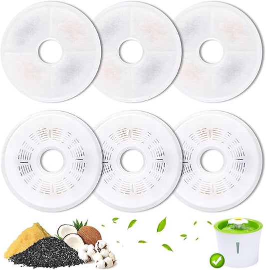 6 Pack Replacement Filters for 3L Flower Water Dispenser, GISOFIK Cat Water Fountain Filters, Triple Action Water Fountain Filters, Pet Fountain Filter, Replacement Cat Drinking Fountain Filters