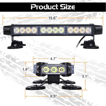 LINKITOM LED light bar flashing, double-sided, 30 high intensity LED, emergency danger warning, lighting barbeacon with magnetic for ceiling security