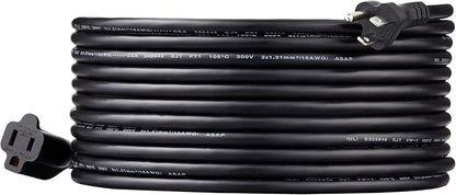 Basics Extension Cord, 25 Ft, 3 Prong Outlet Extender, Indoor Power Cord, 13 Amps, 125V, Black