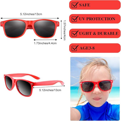 MIAHART 12 Pack Kids Party Sunglasses Bulk Summer Party Favors Retro Glasses for Boys and Girls Birthday Party Supplies, Red