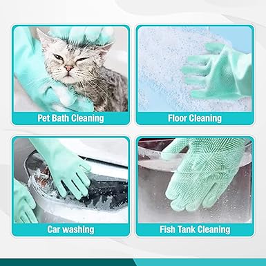 Dog grooming gloves for bathing,Dishwashing gloves with bristles for any task Ideal for cleaning the entire house.