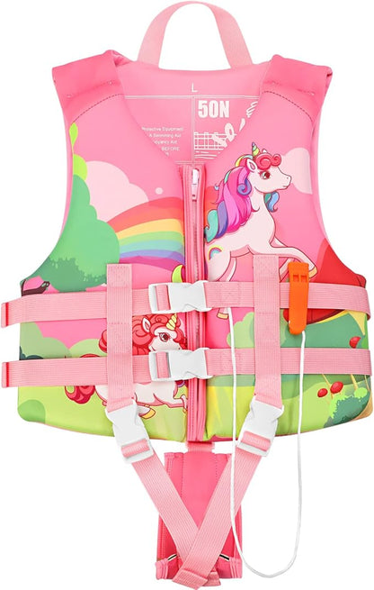 Neoprene Toddler Swim Vest for Children, Kids Swim Jacket Toddler Floaties Swimming Aid for 1-9 Years Old Boys and Girls