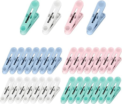 32Pcs Colored Clothes Pins Plastic Clothes Pins Laundry Clips,Package Clips