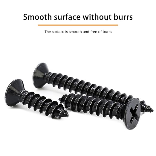 8 X 1 Black Screw,Flat Head Phillips Wood Screw, Electroplating Black Carbon Steel, 8 X 1-Inch, 100Pcs