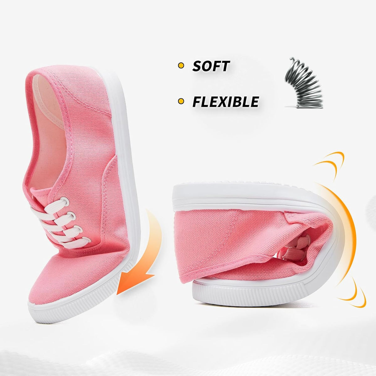 Womens Classic White Sneakers,Low Top White Canvas Shoes,Lightweight Casual Canvas Sneakers