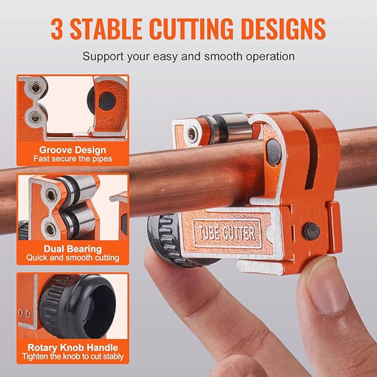 VEVOR Mini Copper Tubing Cutter, Mini Tubing Cutter for 18 to 1-18 Inch Copper Tubing, Heavy Duty Portable Tube Cutter with High-Speed SKD Blade for Aluminum, Plastic, Galvanized Pipes