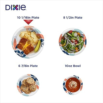 Dixie Large Paper Plates, 10 Inch, 54 Count, 2X Stronger, Microwave-Safe, Soak-Proof, Cut Resistant, Disposable Plates For Everyday Breakfast, Lunch,  Dinner Meals