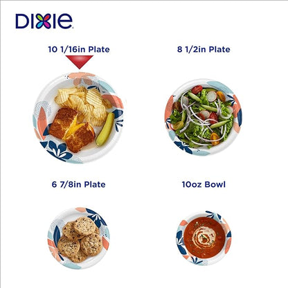 Dixie Large Paper Plates, 10 Inch, 86 Count, 2X Stronger*, Microwave-Safe, Soak-Proof, Cut Resistant, Great For Everyday Breakfast, Lunch, & Dinner Meals (Pack of 2)