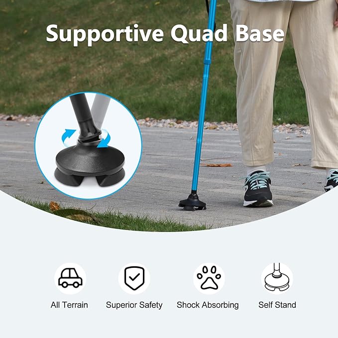 Walking Cane for Men  Women - Folding, Adjustable, Lightweight, Walking Canes for Seniors Balance, Free Standing, Pivot Tip, Soft Handle, Foldable Walking Sticks with Travel Bag