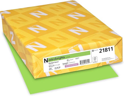 Wausau Papers Neenah Paper 21811 Astrobrights Colored Cardstock, 8.5a x 11a, 65 lb176 GSM, Martian Green, 250 Sheets