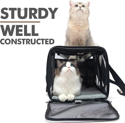 EXPAWLORER Cat Carrier Large, Soft-Sided Pet Carrier for Cat,Top Load Cat Travel Carriers for Medium Cats Under 25, Airline Approved Pet Bag Carriers Fit 2 Kitties Small Dogs