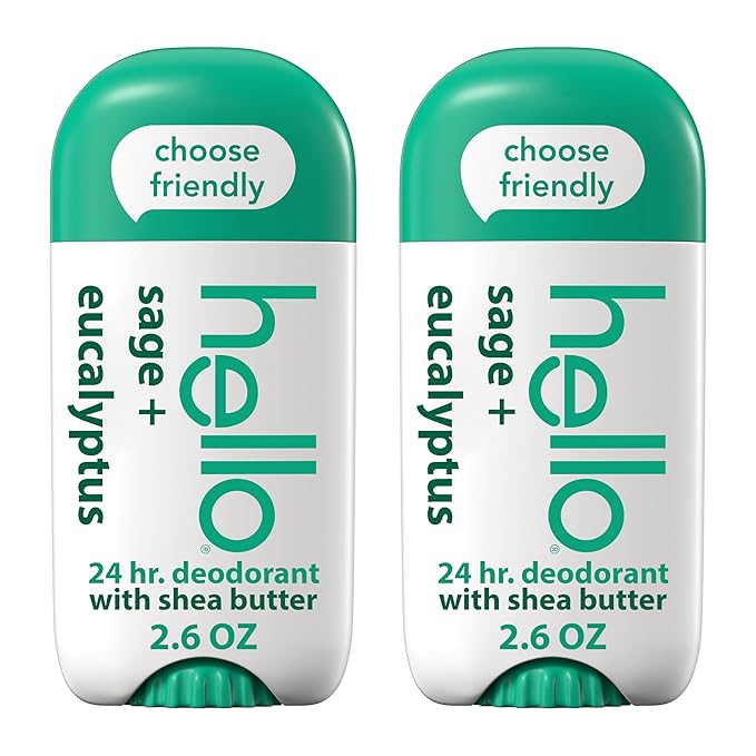 hello White Sage  Eucalyptus Deodorant With Shea Butter for Women  Men, Aluminum Free, Baking Soda Free, Parabens Free, 24 Hour Odor Protection, 2.6 Ounce, (1)