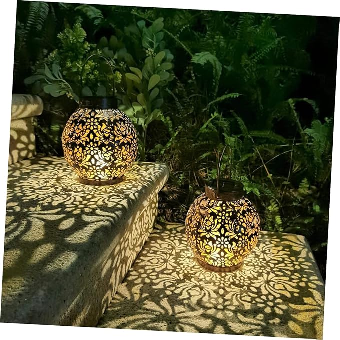 Uonlytech Decorative Hanging Lights Led Solar Lantern Solar Garden Light Outdoor Lights Led Outdoor Lamp
