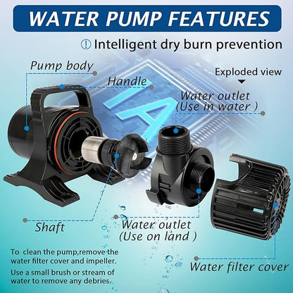 (2200GPH-120W,UL listed) PS- High Flow Submersible Water Pump - Pond Pump - Submersible Pump - Water Fountain Pump - Aquarium Pump,PS-2200