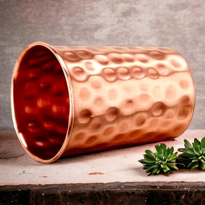 Pure Copper Hammered Glass Tumbler For Drinking Water Ayurveda Health Benefits