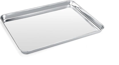 Stainless Steel Baking Sheet Cookie Tray, Cookie Sheet for Toaster Oven Baking Pan Tray, Jelly Roll Pan Size 16 x 12 x 1 Inch Easy Clean  Non-stick  Non-toxic  Dishwasher Safe