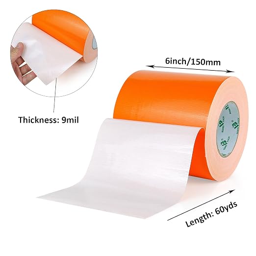 BOMEI PACK 6inch Wide Orange Duct Tape, Heavy Duty Strong Waterproof Industrial Color Duct Tape 9.0mil x 6inch x 60yds for Crafts, Home Improvement, Repairs, & Projects