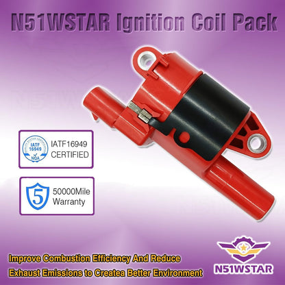 ROUND Ignition Coil Set of 1 Compatible With Chevy Cadillac GMC Camaro Corvette Silverado Tahoe Escalade Yukon Suburban Canyon Envoy Sierra H2 H3 G8 9-7X 5.0 6.0 6.2 V8 12573190 UF414