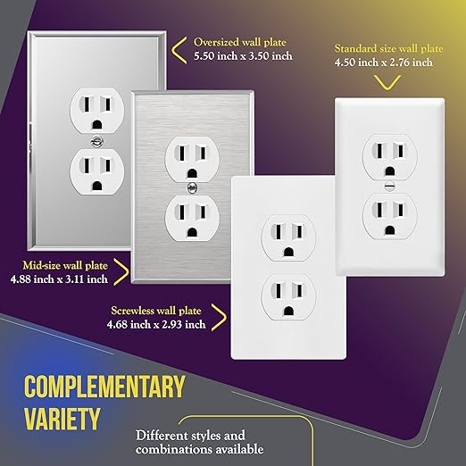 ENERLITES Duplex Receptacle Outlet, Residential Grade Electrical Wall Outlet, 15A 125V, Self-Grounding, 2-Pole, 3-Wire, UL Listed, 61581-W-10PCS, White (10 Pack)